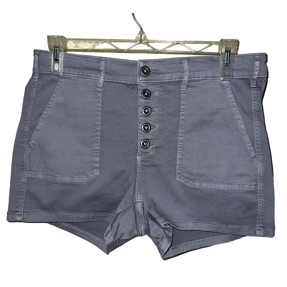 Torrid Shorts Womens 12 12W Gray Twill Utility Chino Mid Rise Expose Button Fly